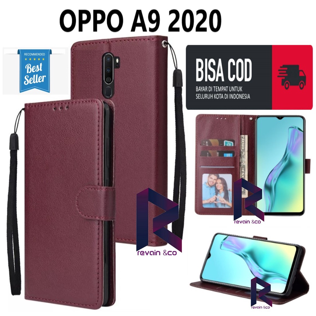 CASE DOMPET OPPO A9 2020 FLIP WALLET LEATHER KULIT PREMIUM SARUNG BUKA TUTUP FLIP CASE OPPO A9 2020