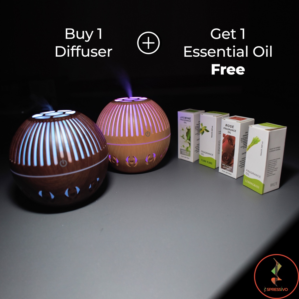 Wooden Humidifier Diffuser 130ml pelembab ruangan motif kayu essential oil