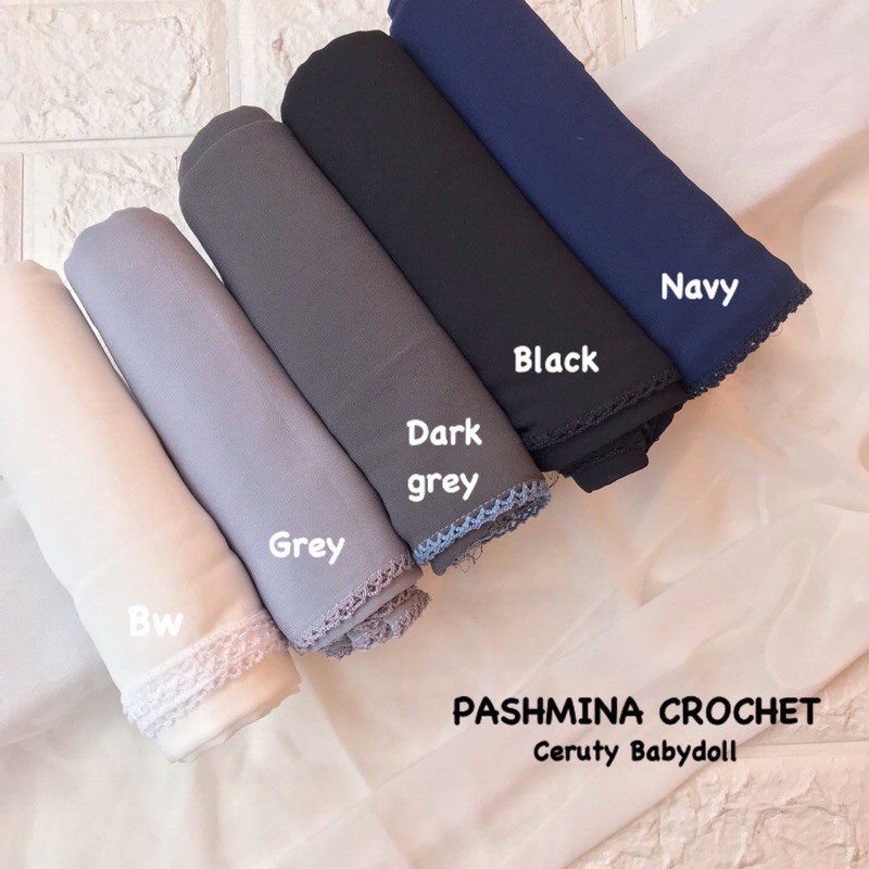 PASHMINA CERUTY CROCHET / PASHMINA EMBRODIERY / HIJAB JILBAB PASMINA SULAM