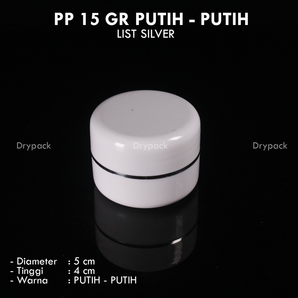 Pot cream 15 gr / Pot cream 15 gr putih list silver