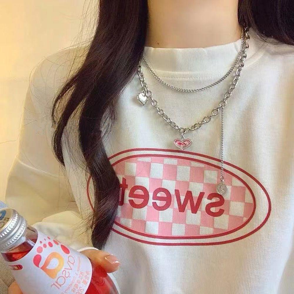 Mxbeauty Kalung Cinta Kreatif Minoritas Gadis Hadiah Y2K Sederhana Hip Hop Gaya Korea Necklace