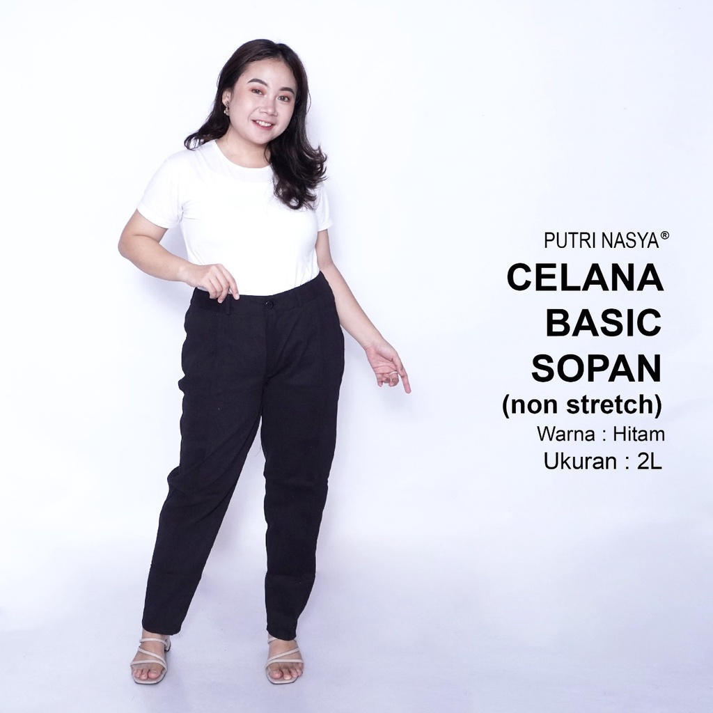 Celana Kerja Kantor Big Basic Sopan (NON STRETCH) Wanita/ Celana Wanita Jumbo Keren / Big size 8L,6L,5L,4L,2L,XL, all size / Celana Kerja Seragam Wanita Bigsize / Celana Bahan Wanita Formal Super Jumbo Kekinian / Celana Kantor Wanita Terbaru