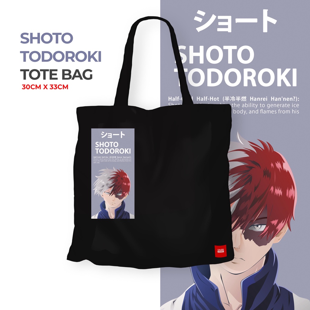 (SALE) Tote Bag Kanvas Anime My Hero Academia / Todoroki Shoto / Midoriya Izuku Rage Totebag Hitam / Totebag resleting