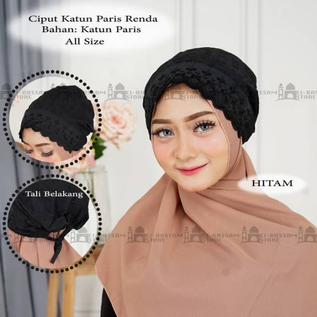 Ciput kerudung hitam dan putih