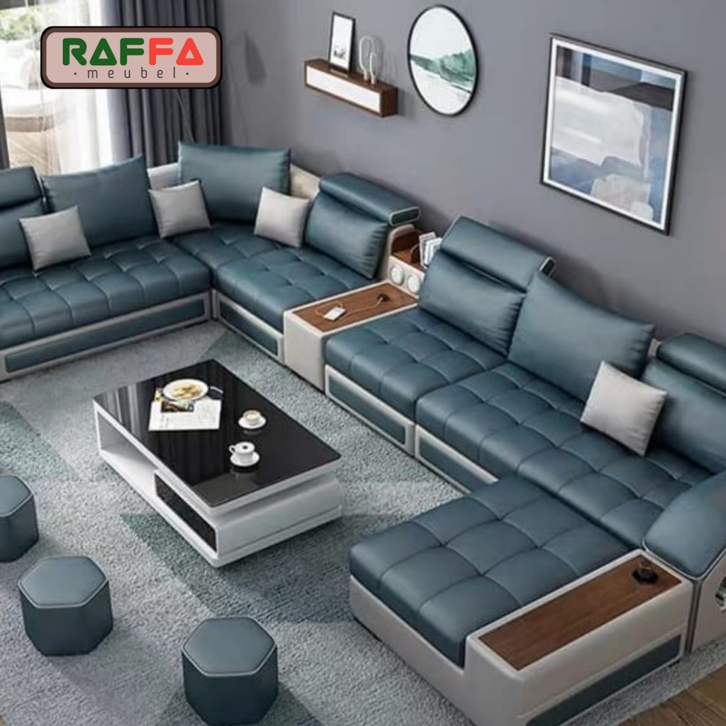 U61 RAFFA MEUBEL - Sofa Leter U - Sofa Tamu/Keluarga - Bebas Kombinasi Warna -Sofa Kulit Ruang Tamu