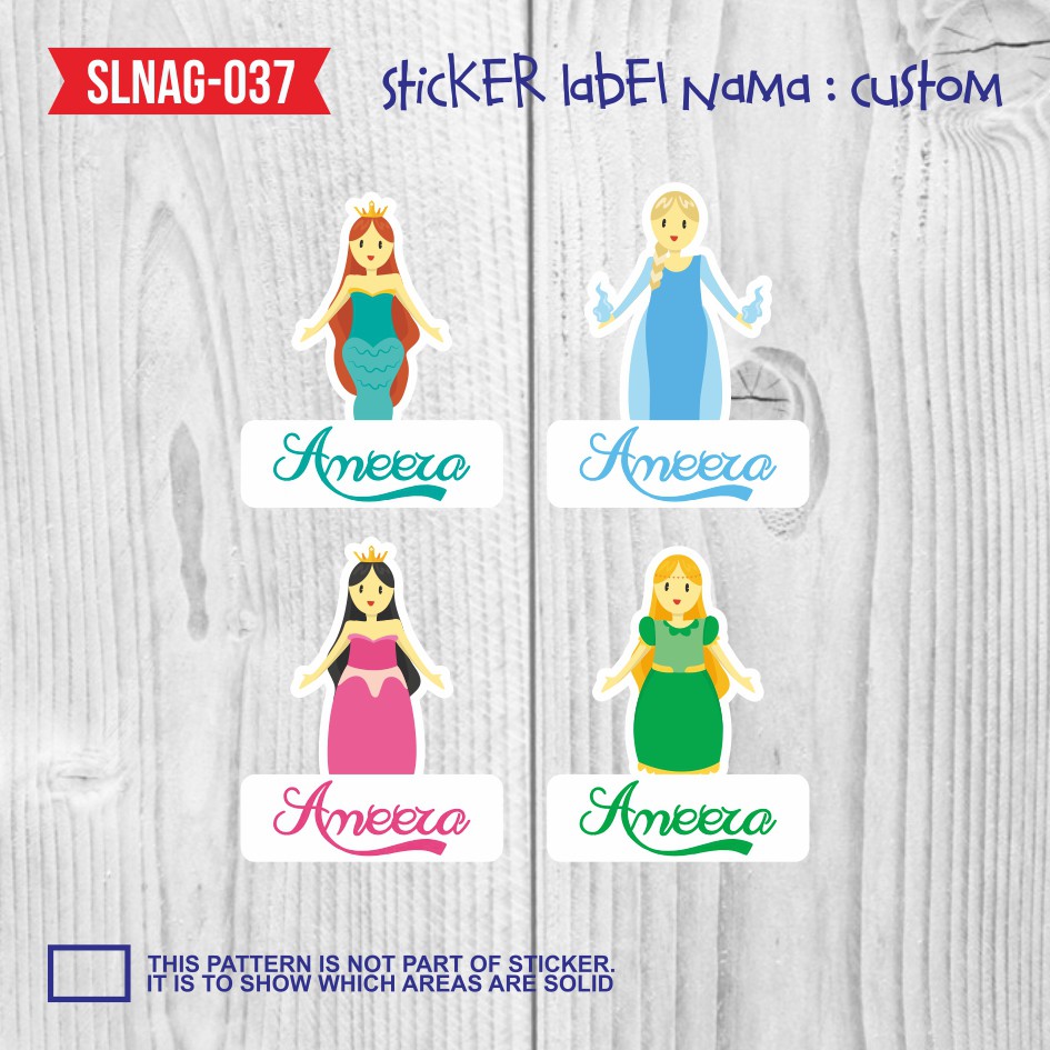 Sticker Label Nama Anak Kartun Cewek Girl Perempuan Puteri Kuda Pony