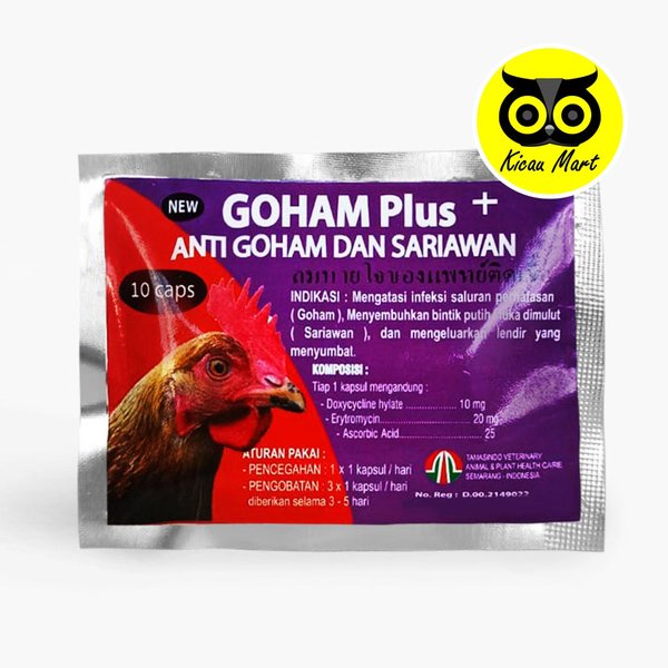 Obat Goham Plus + 10 Capsul Obat Ayam Sariawan Anti Goham Atasi Ayam Manikan Kuningan Obat Infeksi Saluran Pernafasan Kapsul Penambah Nafsu Makan Obat Anti Goham Tamasindo