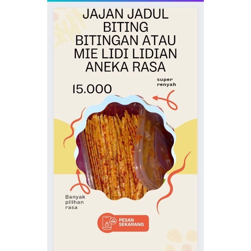 

MIE LIDI LIDIAN( Biting bitingan) Banyak Varian pilihan rasa jajanan jadul