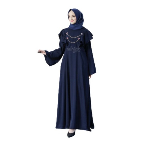 Nuhijab Gamis Pesta Shareen Dress Bahan High Quality Wolly Crepe Ukuran XS - XL