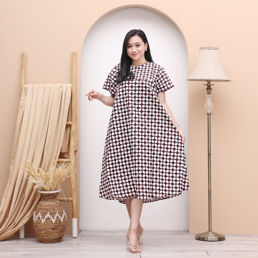 Daster Kencana Ungu Batik - Motif Abstrak - Sleting Dada - Busui - Bumil - Centini Hitput-DASTER 06