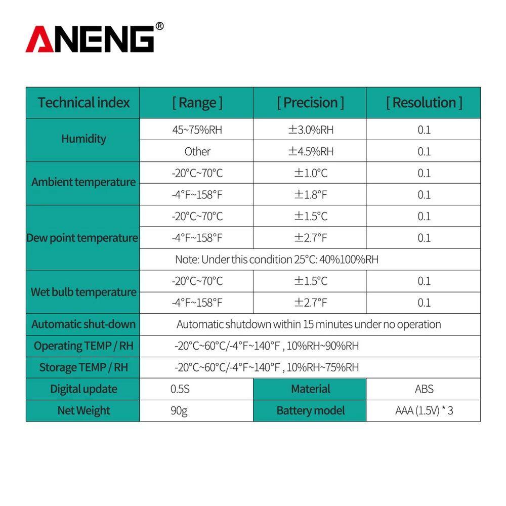 Solighter Pengukur Kelembaban Suhu ANENG GN401 No Contact True RMS Digital Air Thermometer