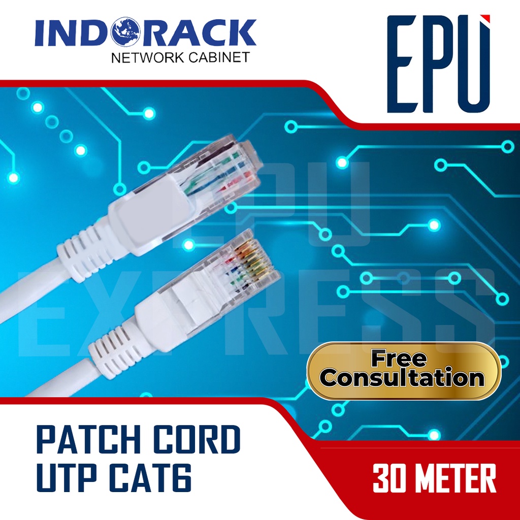 Indorack 30m Kabel Lan Cat6 Cat.6 UTP Ethernet Patch Cord Cable