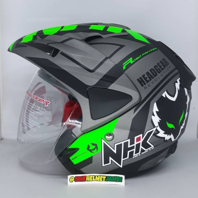 HELM NHK PREDATOR MOTIF HEAD GEAR GUNMET/GREENDOF BERKUALITAS