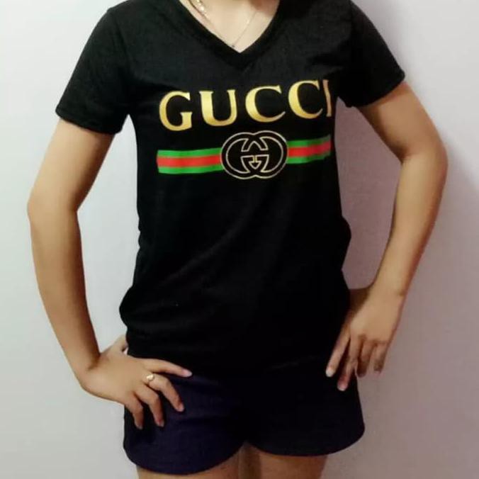Kualitas Terbaik kaos wanita gucci / pakaian wanita / baju wanita / v neck gucci CUCI GUDANG