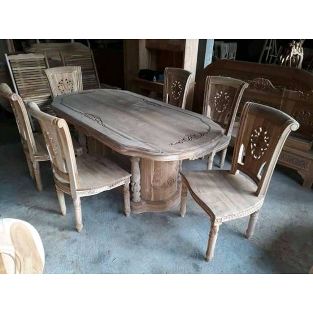  Meja  makan  salina Jati mentah Shopee  Indonesia