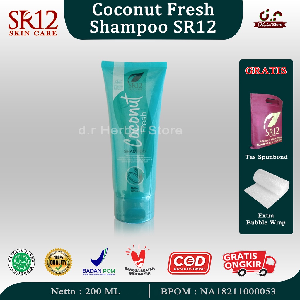 SR12 Coconut Fresh Shampoo Shampoo Dengan Extra Minyak Kelapa Shampoo Untuk Atasi Ketombe 200 ml