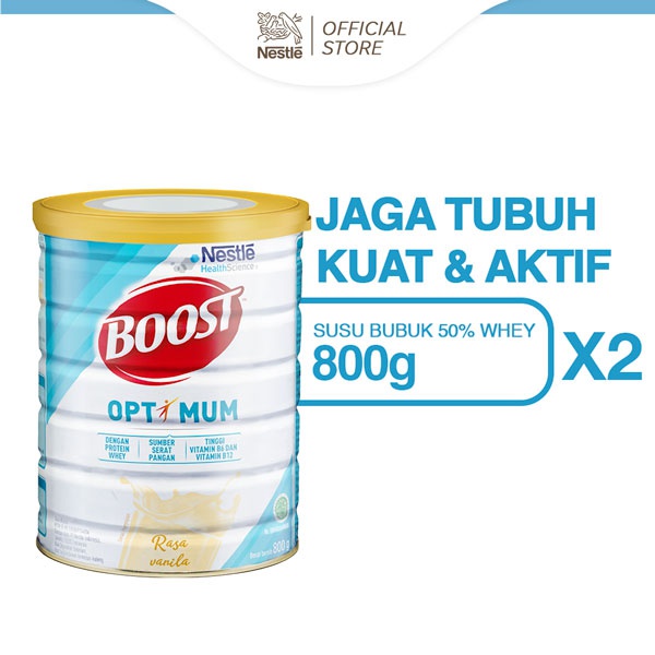 

NESTLE BOOST Optimum Susu Nutrisi Vanila Dewasa dan Lansia Kaleng 2 x 800g