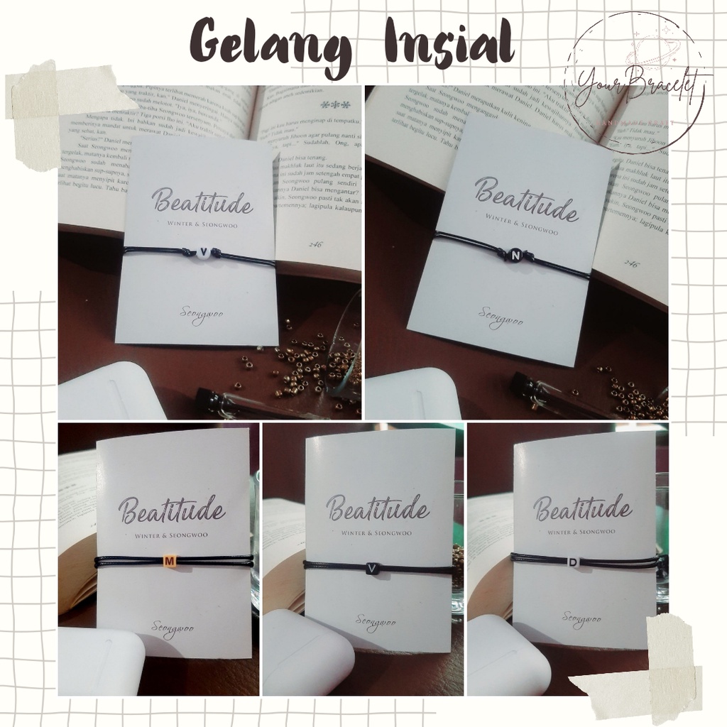 (HURUF A-N)GELANG INSIAL/BRACELET INISIAL/GELANG TALI KOREA/GELANG HURUF