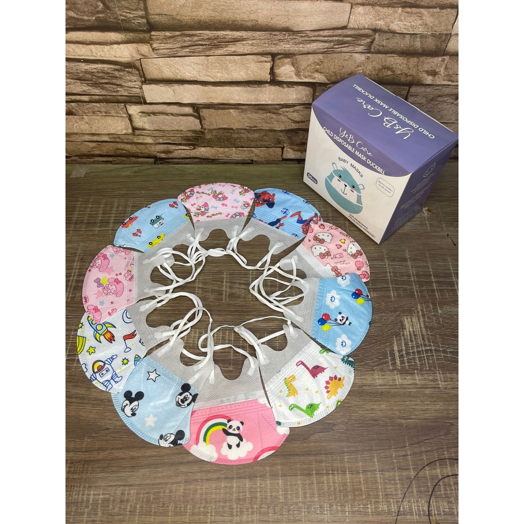 Masker Dukbill Anak Motif Mix isi 50pcs / masker anak motif 0-3thn