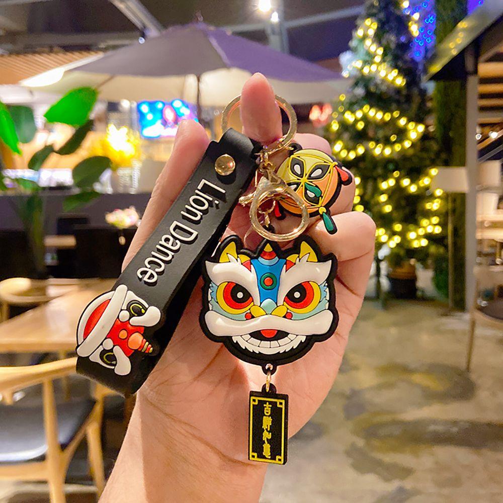 [Elegan] Gantungan Kunci Lion Dance Kreatif Pria|Hadiah Tahun Gantungan Kunci Mobil Alloy Key Buckle Key Lanyard