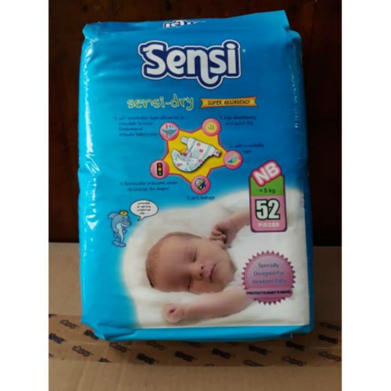 SENSI POPOK PEREKAT DRY NEW BORN NB-52 (popok bayi baru lahir)