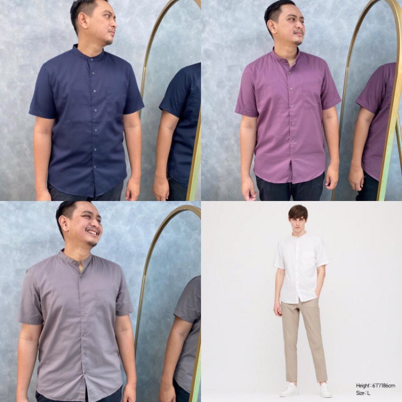 UNIQLO Dry Easy Care Stand Collar Short Sleeve Shirt / kemeja UNIQLO kerah shanghai UNLO0401-C6