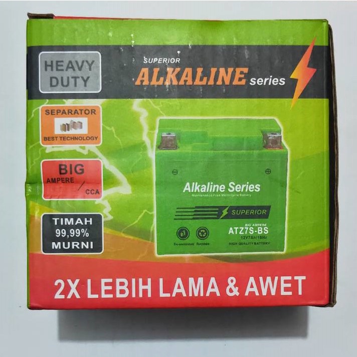 Aki Kering Alkaline ATZ7S-BS SATRIA FU/VARIO 150/VARIO 125 + FREE KANEBO