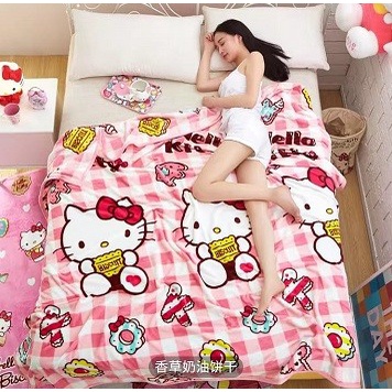 Selimut Dewasa Selimut Anak Karakter Hello Kitty 1 Bulu Lembut Kualitas Import + Tas(A4C3) Selimut T