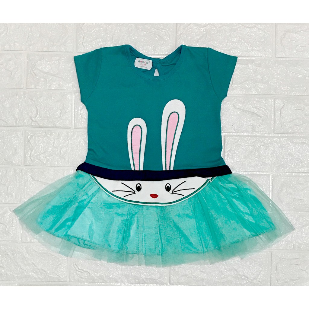 BAYIe - Baju Tutu Dress Bayi Perempuan  motif RABBIT AMENA usia 3-18 bulan / Pakaian anak Cewek