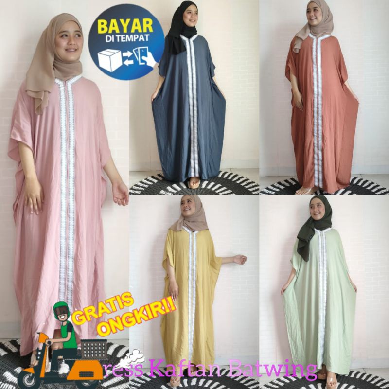 Daster Kelelawar Polos Renda /Daster kaftan Jumbo Arab kekinian