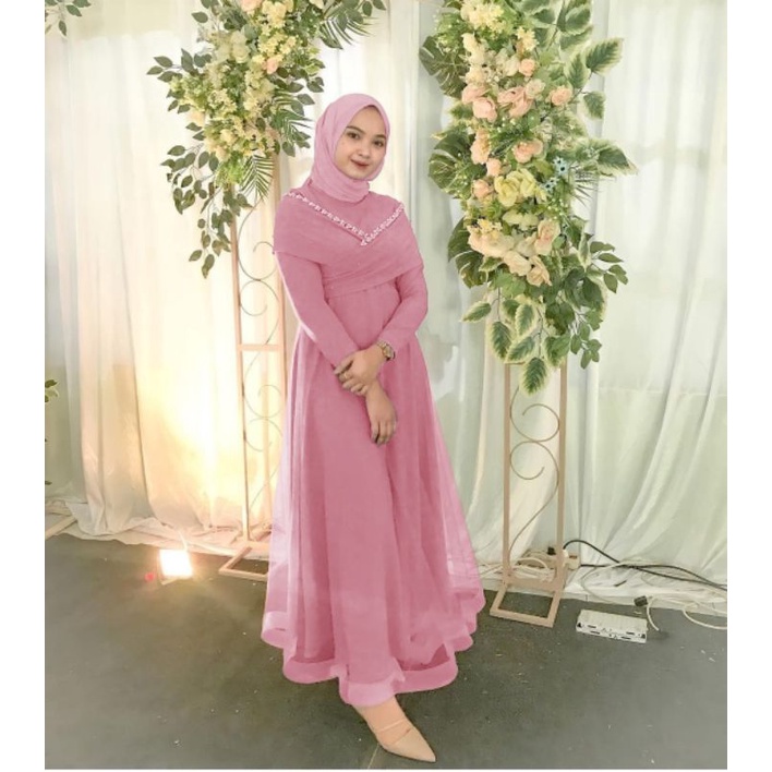 Gamis Syar'i Terbaru 2022 Remaja Jumbo Dress Sar'i Korea Korean Style Muslim Wanita Fashion Muslimah