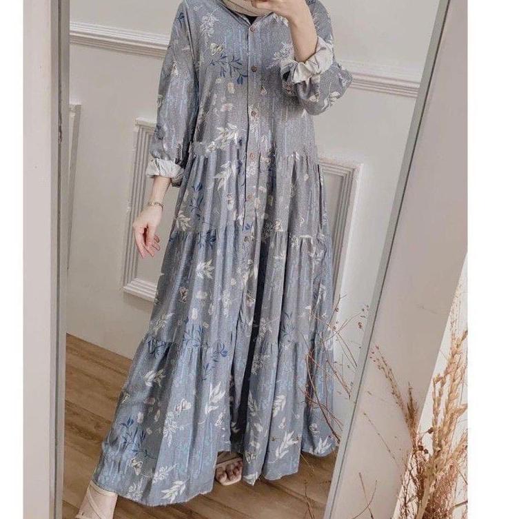 Stok terbatas.. ABERIA DRESS FULL KANCING BUSUI - GAMIS RAYON JUMBO MOTIF ABERIA BUSUI - ZULIA MAXI 
