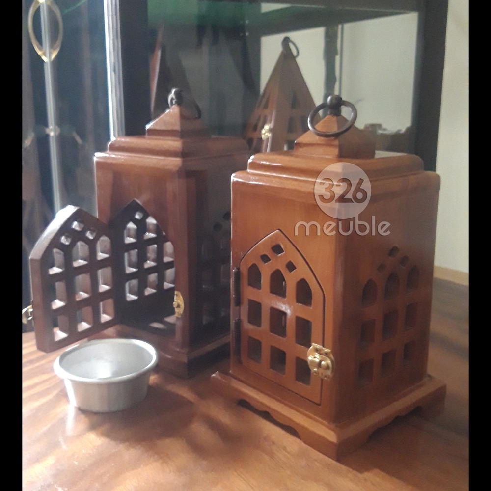 Mabkhara Lentera Kayu Jati - Tempat Bukhur Kayu Jati - Mabkhor