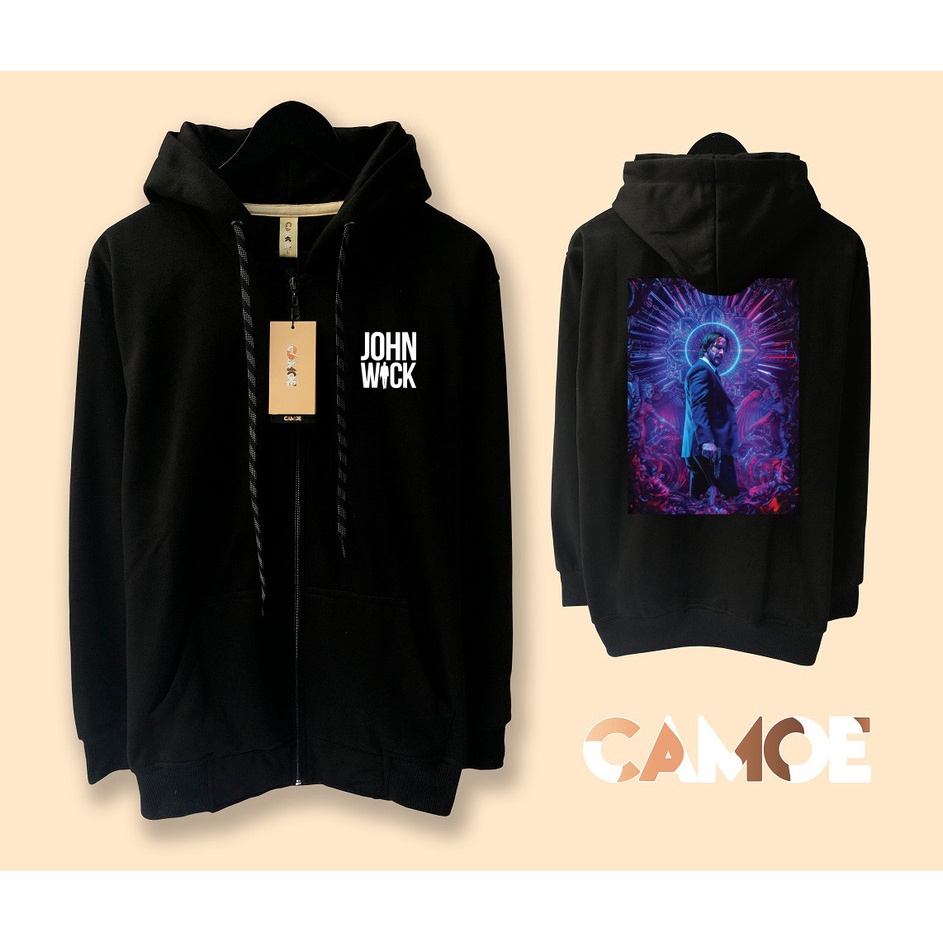 Jaket Hoodie Zipper John Wick Poster 3D