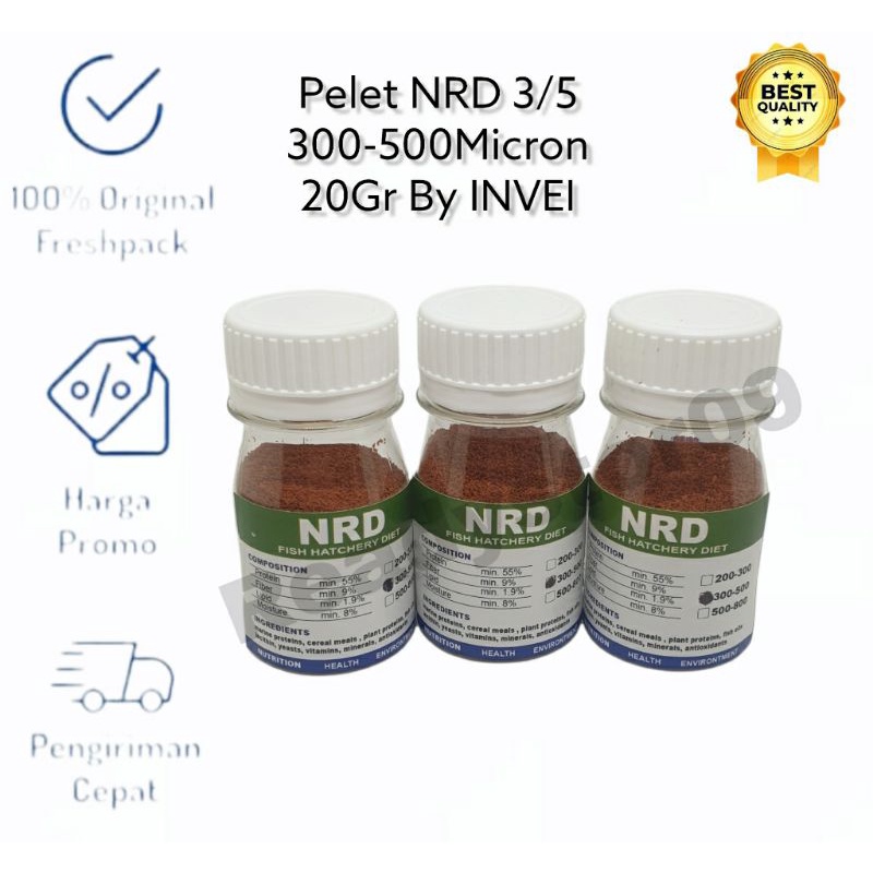 Pelet NRD 3/5 300-500 Micron 20gr Original By INVEI pelet guppy tetra cupang dll