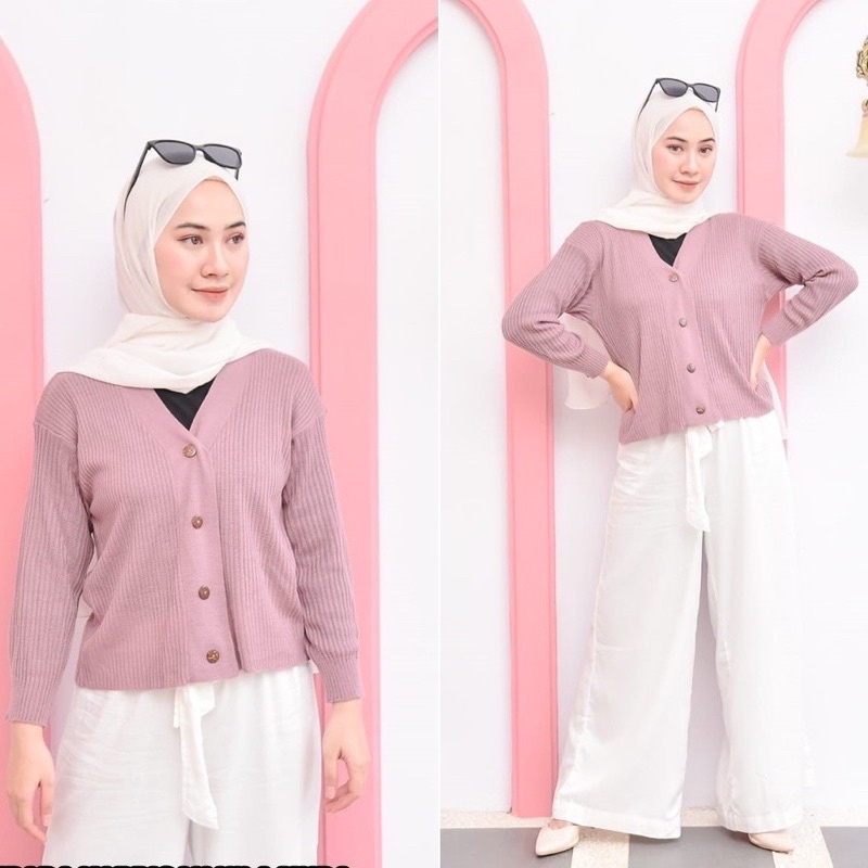 CARDIGAN CROP WILLY JALUR RAJUT | ATASAN RAJUT WANITA TERBARU