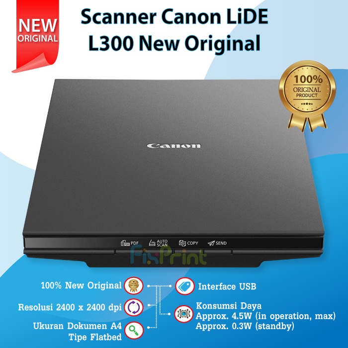 Scanner Canon LiDE L300 Flatbed CanoScan A4 LiDe 300 Garansi Resmi Original