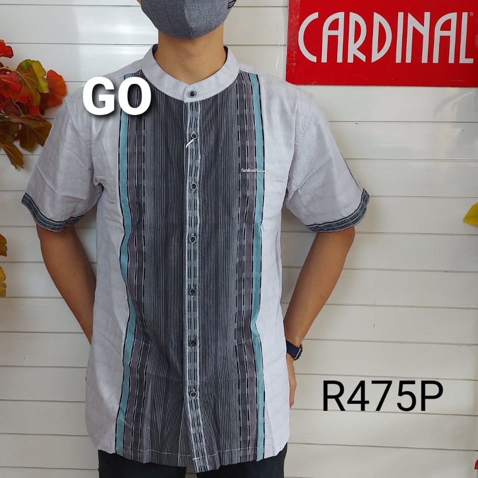 gof M-L CARDINAL KEMEJA KOKO Taqwa Pakaian Pria Original Baju Muslim Salur Lengan Pendek Kekinian TQS