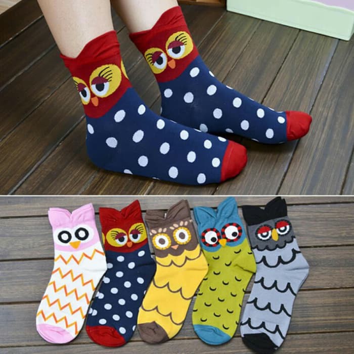 CLEARANCE SALE - KSKI0016 - Kaos Kaki Wanita Pria Lucu Imut Owl Burung Hantu Telinga Cosplay Anime Kawaii Japan Japanese Korea Korean Kiyowo