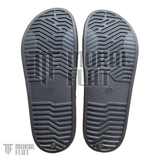 Sandal Slop Casual/Unisex-Moral Flat-All Black Slim Series-Hitam-42 SOL TEBAL