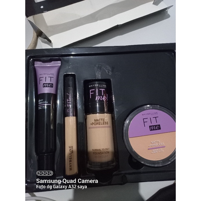 Makeup Set 4 in 1 Fit Me Dus Hijau 1 Paket Lengkap - Foundation + Concealer + Bedak + Primer