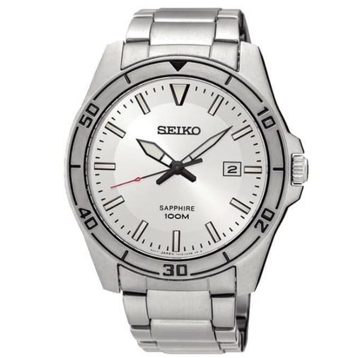 Seiko SGEH59P1 Neo Sports Quartz Watch White Dial Stainless Steel 43mm