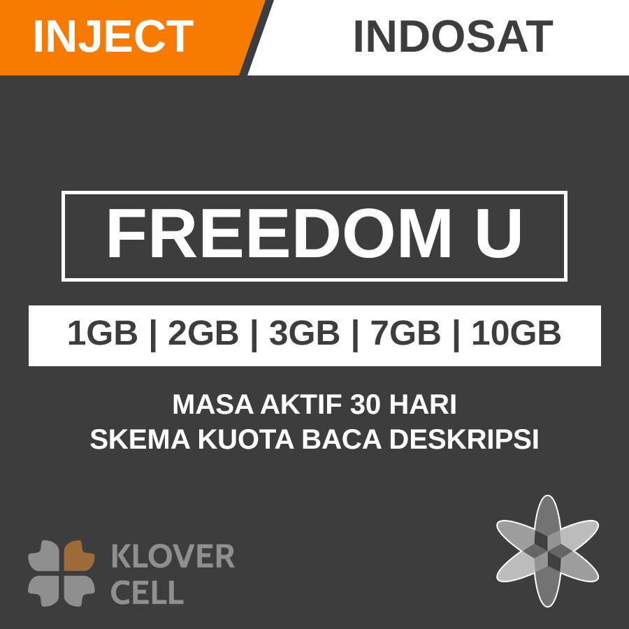 Inject Kuota Indosat Freedom U 1gb 2gb 3gb 7gb 10gb Paket Data Internet Aplikasi Sosmed Conference