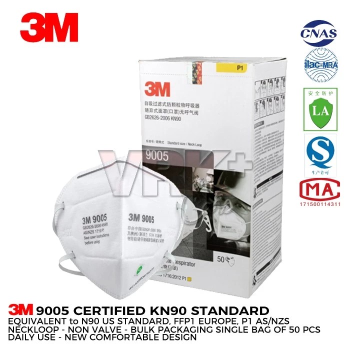 Masker KN90 3M 9005 Neckloop - Extra Hook