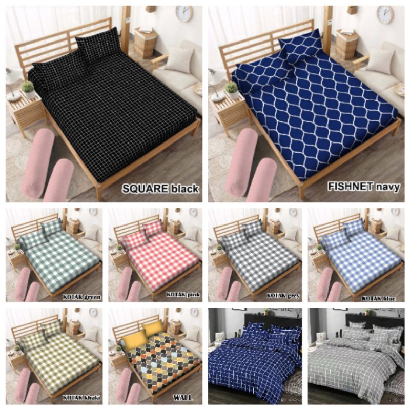 PROMO SEPREI AESTHETIC PREMIUM MOTIF  KOTAK (SPREI SAJA) HOMEMADE