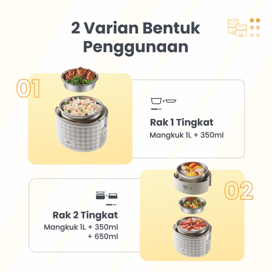 Bear Electric Lunch Box 2L | Kotak Bekal Elektrik | Pemanas Makanan