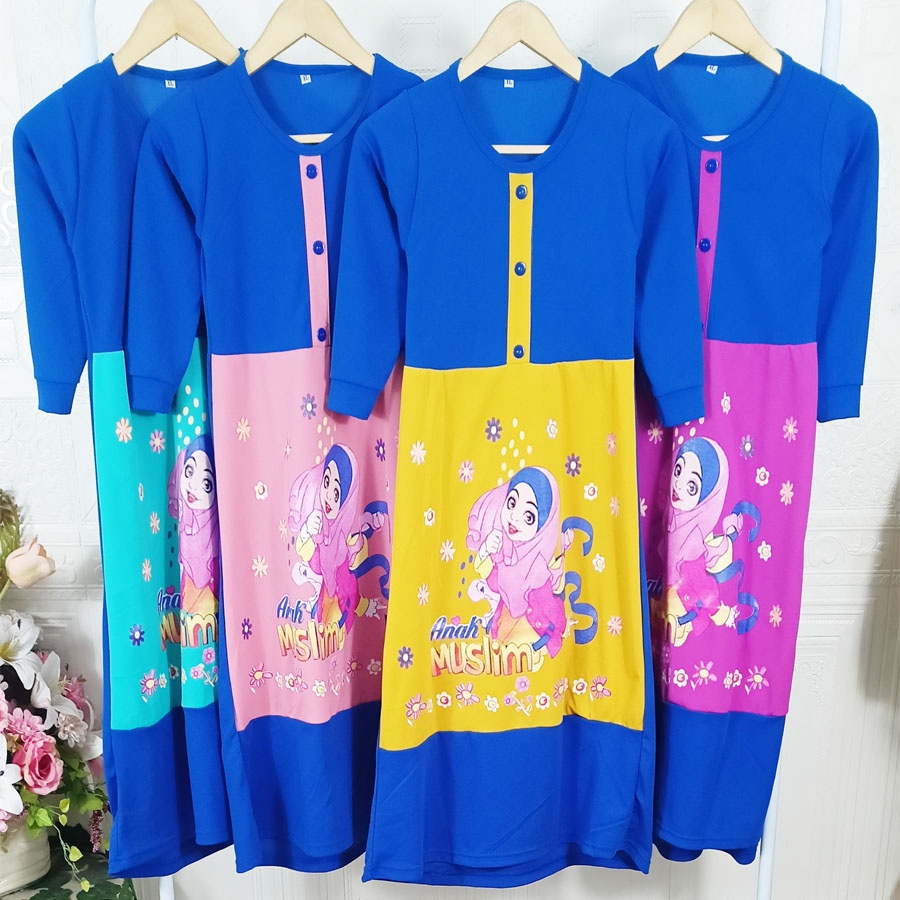 DRESS ANAK MUSLIM CANTIK SYARI SOLEHA GAMIS MURAH PEREMPUAN Usia 2-13 tahun CARLINA