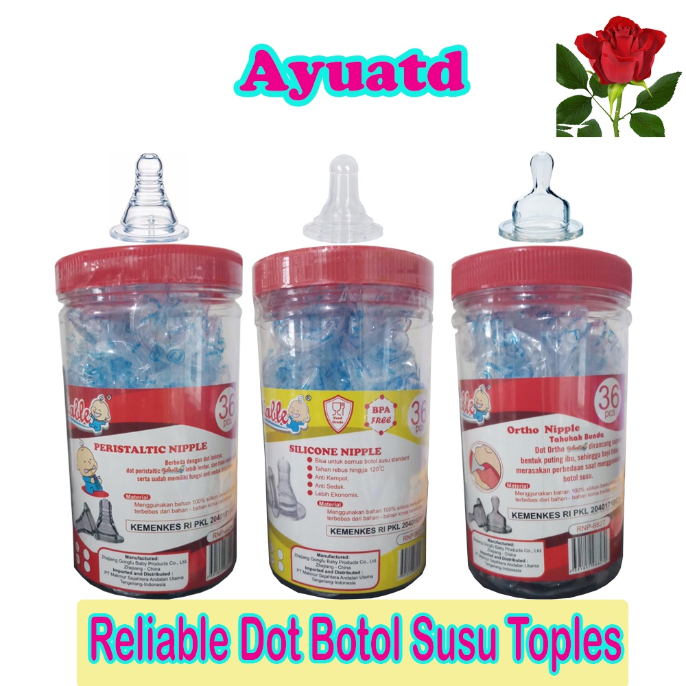 Reliable Dot Nipple  Botol Susu  Reliable 1 Toples Isi 36 pcs