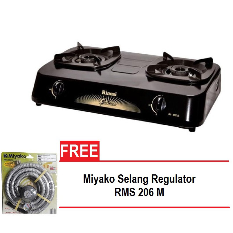 Home-Klik Rinnai Kompor Ri- 302s + Miyako Selang Regulator RMS- 206 M