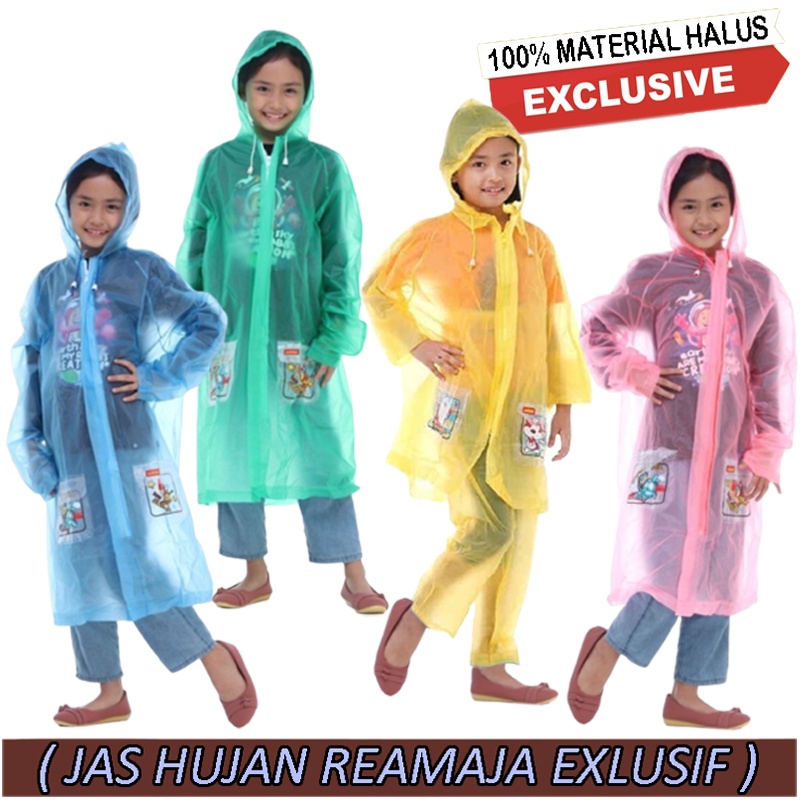 Jas Hujan anak Ponco Kalong Jubah ELMONDO KIDD Transparan warna MURAH BAGUS Raincoat Kids Children / Jas Hujan Terusan / Manter Anak / Mantel Anak Anak / Perlengkapan Berkendara /